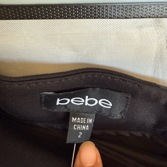 BEBE Black Leather/ fabric Pencil Skirt size 2 - Picture 4 of 13